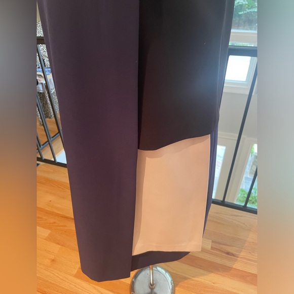 Halogen Asymmetrical Layered Dress in Blue, Black, and White. - Picture 2 of 4